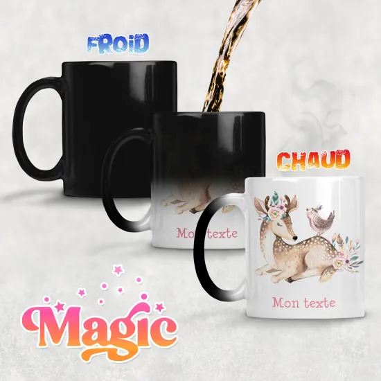 Taza mágica personalizada - Cervatillo Pájaro