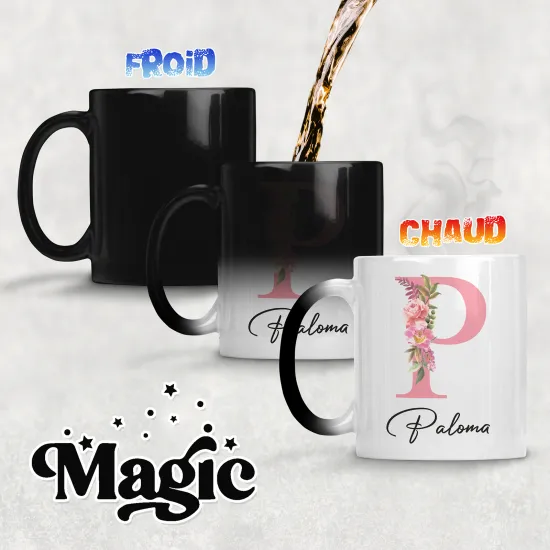 Taza mágica personalizada - Letra P