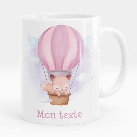 Mug - Tasse personnalisée - Renard montgolfière