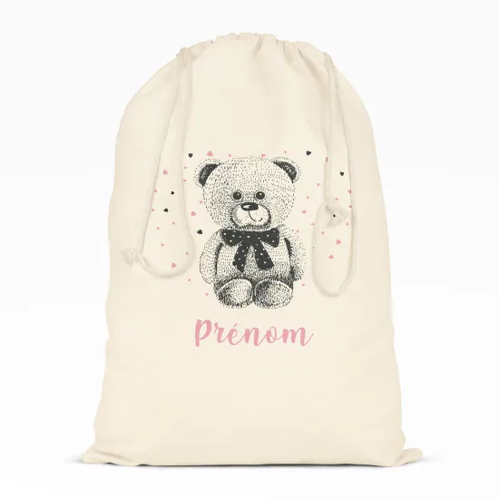 Personalized Drawstring bag for Kids - Bear hearts