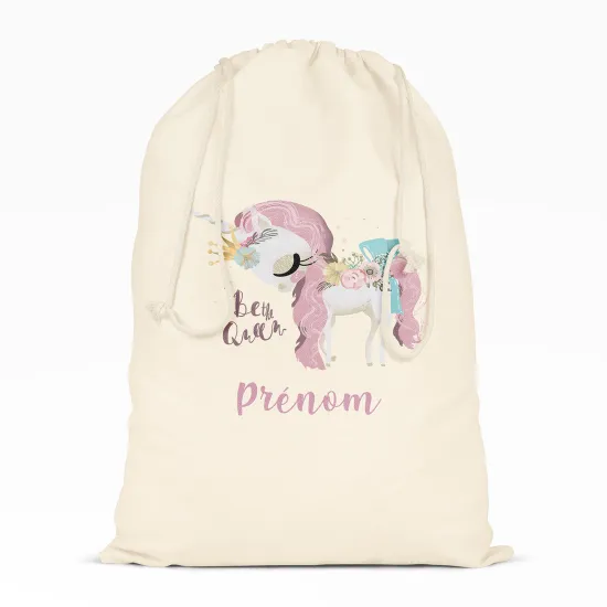 Personalized Drawstring bag for Kids - Unicorn Be the queen