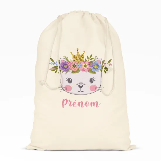 Personalized Drawstring bag for Kids - Princess cat