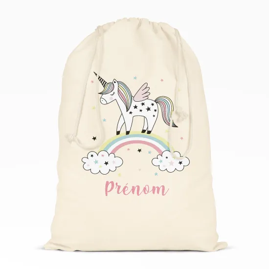 Personalized Drawstring bag for Kids - Rainbow Unicorn