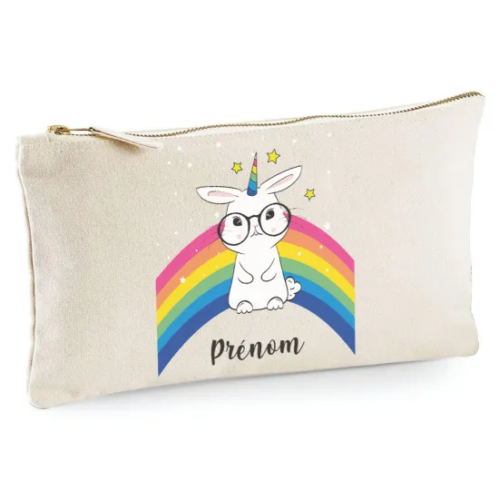 Estuche / Bolsa - Conejo unicornio arcoíris