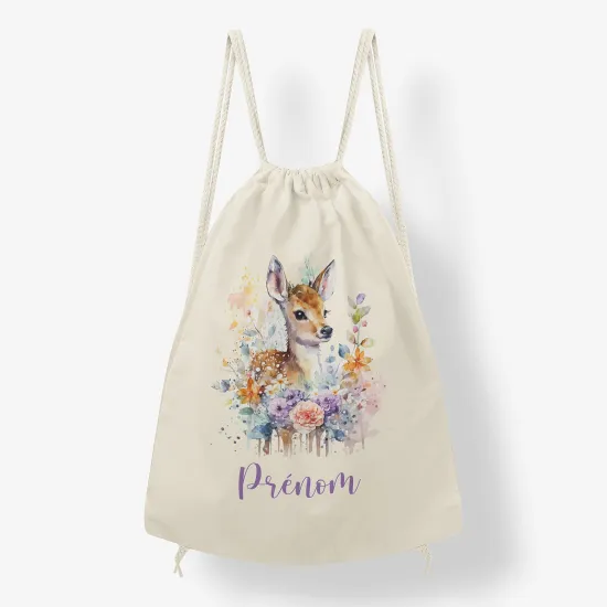 Personalized Drawstring Backpack for Kids - Fawn