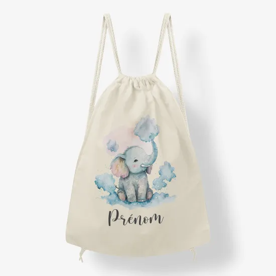 Personalized Drawstring Backpack for Kids - Baby Elephant