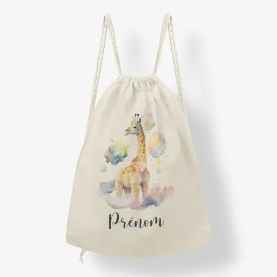 Personalized Drawstring Backpack for Kids - Giraffe