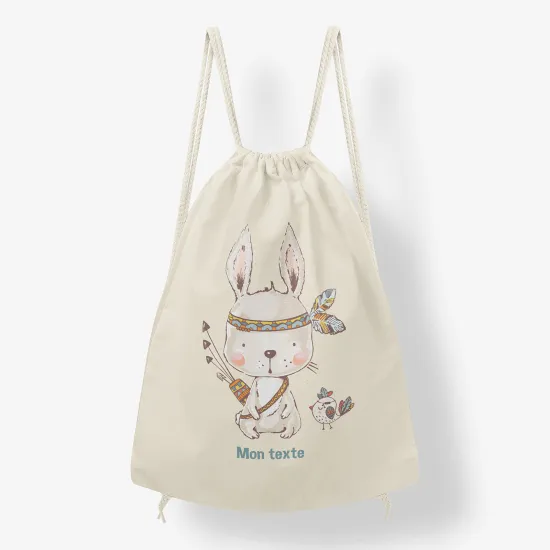 Personalized Drawstring Backpack for Kids - Indian rabbit