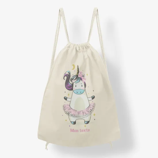 Personalized Drawstring Backpack for Kids - Unicorn cow