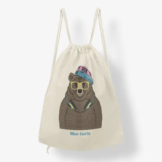 Personalized Drawstring Backpack for Kids - Bear music