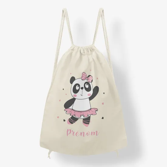 Personalized Drawstring Backpack for Kids - Panda dancer