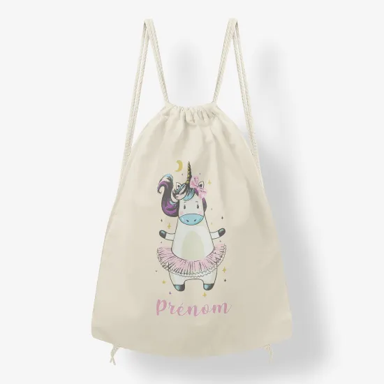 Personalized Drawstring Backpack for Kids - Unicorn cow