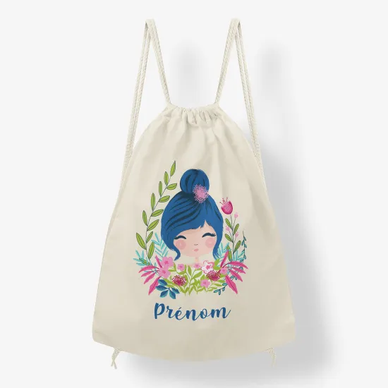 Personalized Drawstring Backpack for Kids - Flower child