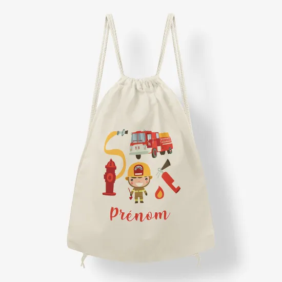 Personalized Drawstring Backpack for Kids - Fire truck