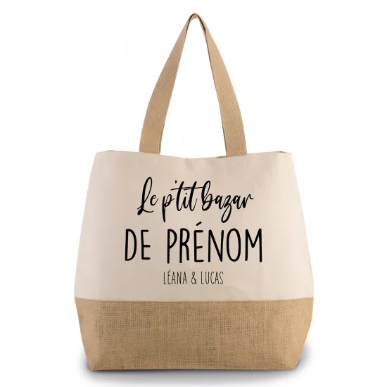 Grand Sac Coton et Jute - Le p'tit bazar de Prénom