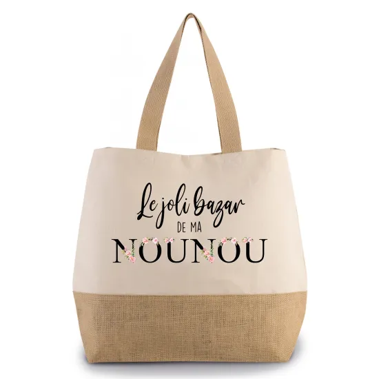 Grand Sac Coton et Jute - Le joli bazar de ma nounou