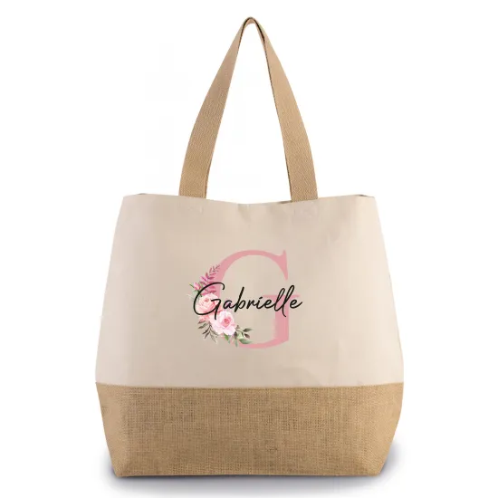 Grand Sac Coton et Jute Monogrammes - G