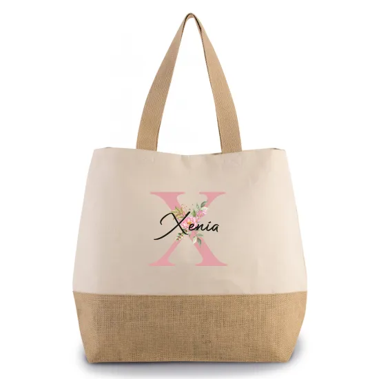 Grand Sac Coton et Jute Monogrammes - X