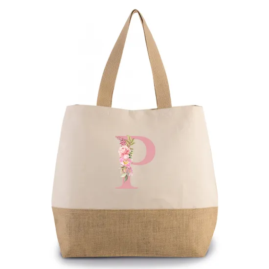 Grand Sac Coton et Jute Monogrammes - P