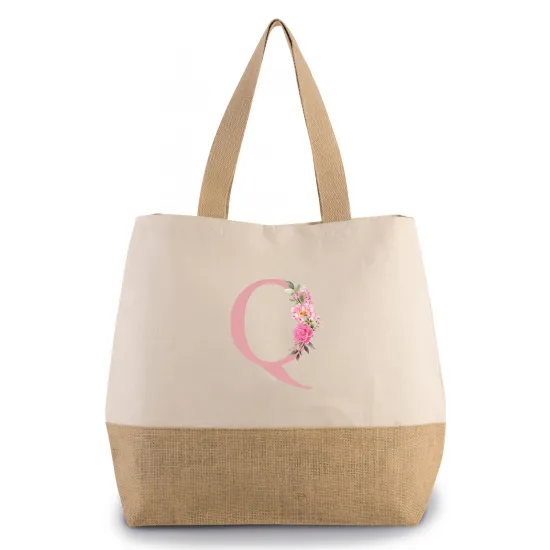 Grand Sac Coton et Jute Monogrammes - Q