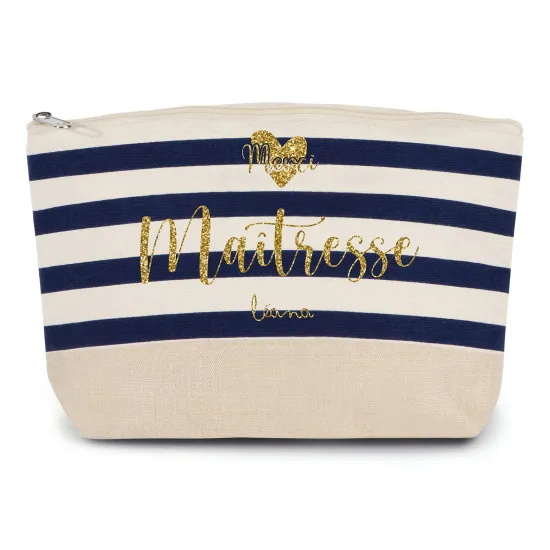 Pochette imprimé marin avec Écriture OR Pailletée - Merci maîtresse