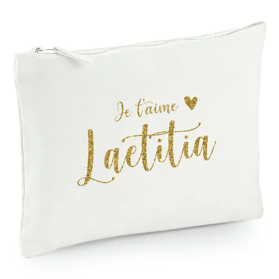 Pochette en toile 22x16 cm - Je t'aime Prénom