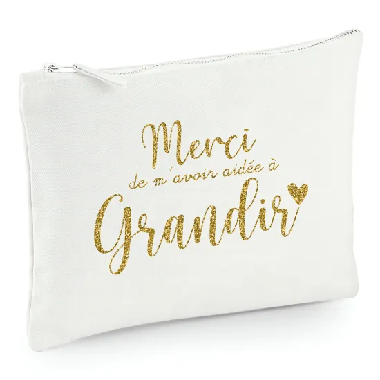 Pochette en toile 22x16 cm - Merci de M'avoir aidée à grandir