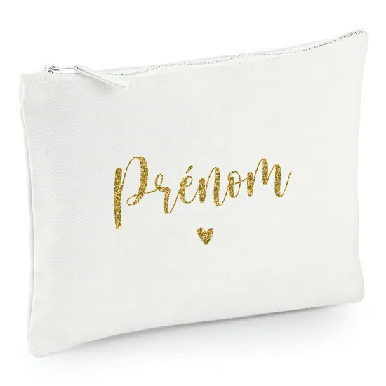 Pochette en toile 22x16 cm - Prénom Cœur