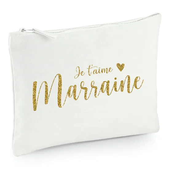 Pochette en toile 22x16 cm - Je t'aime marraine