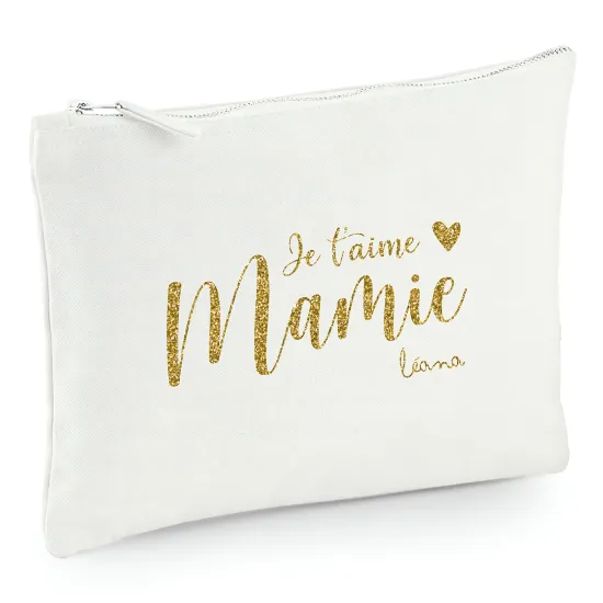 Pochette en toile 22x16 cm - Je t'aime mamie Prénom