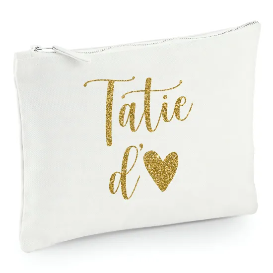Pochette en toile 22x16 cm - Tatie d'amour