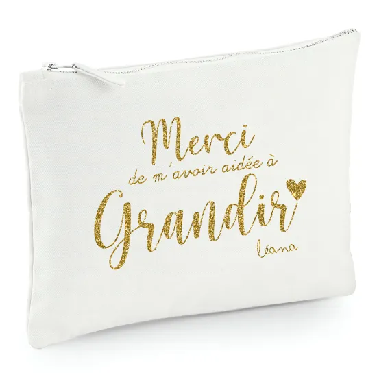 Pochette en toile 22x16 cm - Merci de m'avoir aidée à grandir
