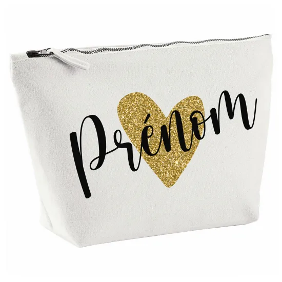 Pochette en toile 28x18 cm - Prénom coeur
