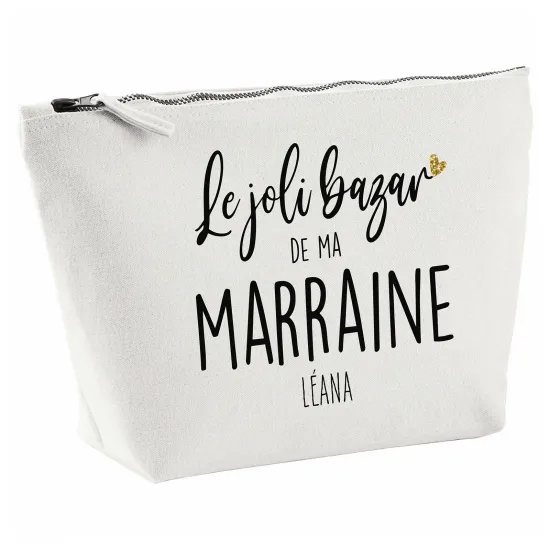 Pochette en toile 28x18 cm - Le joli bazar de ma marraine Prénom