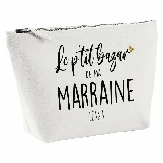 Pochette en toile 28x18 cm - Le p'tit bazar de ma marraine Prénom