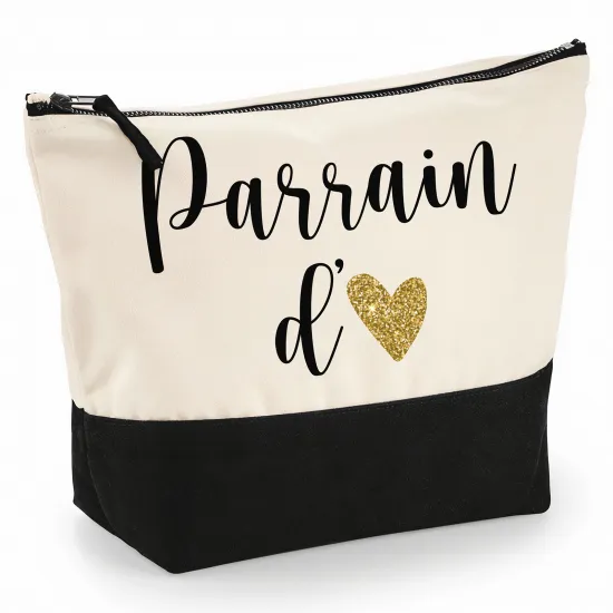 Pochette Coton bi-couleur 28x18 cm - Parrain d'amour