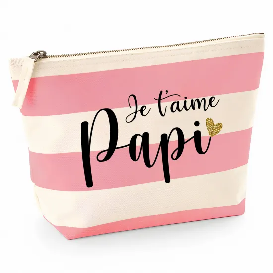 Pochette Nautical a rayures roses - Je t'aime papi
