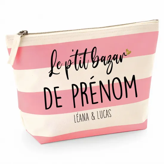 Pochette Nautical a rayures roses - Le p'tit bazar de