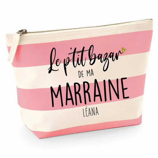 Pochette Nautical a rayures roses - Le ptit bazar de ma marraine