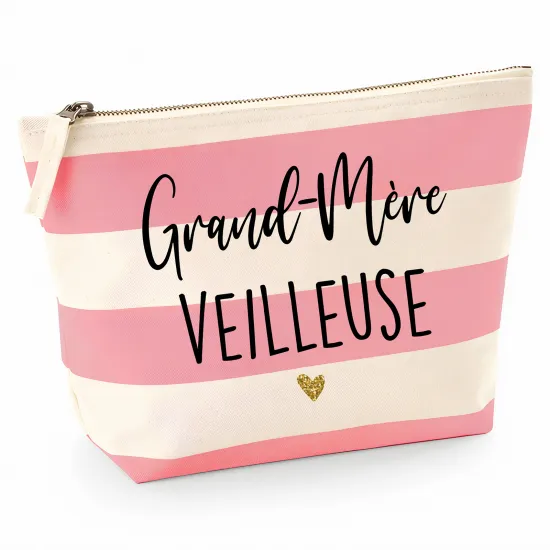 Pochette Nautical a rayures roses - Grand-mère veilleuse