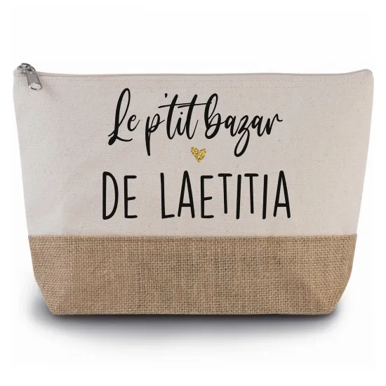 Pochette en toiles de coton et jute - Le p'tit bazar de Prénom