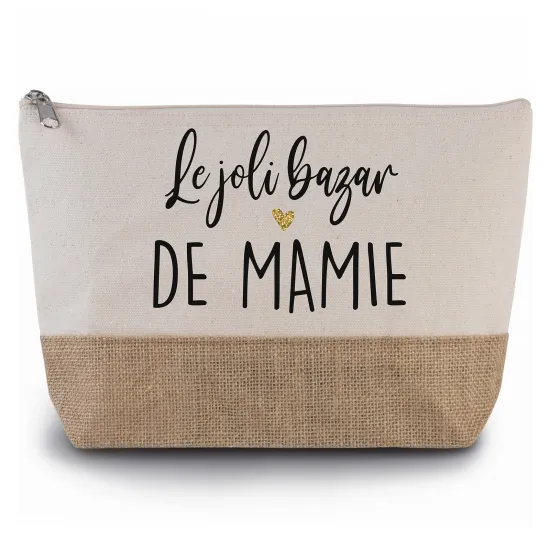 Pochette en toiles de coton et jute - Le joli bazar de mamie