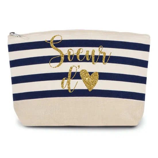 Pochette imprimé marin avec Écriture OR Pailletée - Soeur d'amour