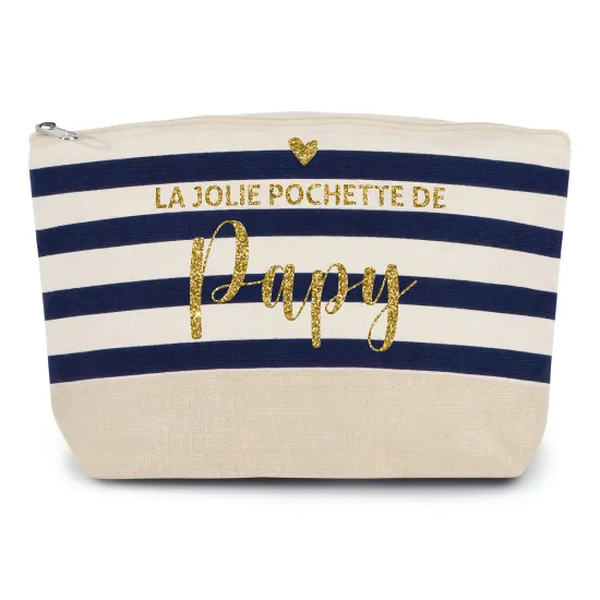 Pochette imprimé marin avec Écriture OR Pailletée - La jolie pochette de papy