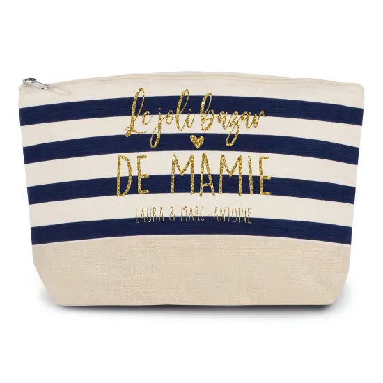Pochette imprimé marin avec Écriture OR Pailletée - Le joli bazar de mamie Prénom