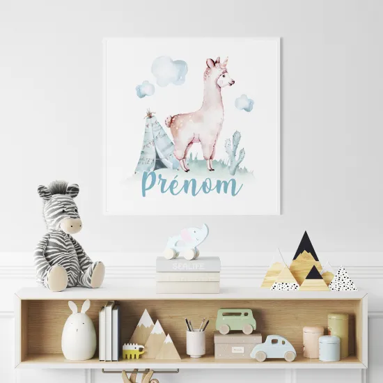 Póster para niños - Infantil personalizado - Lama Indio