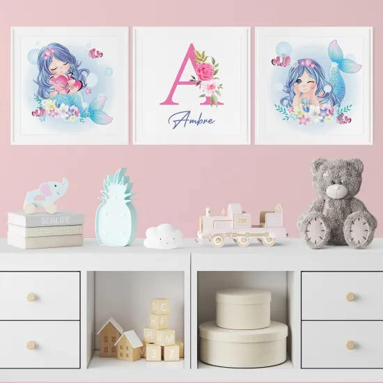 Pósters trípticos para niños - Infantil personalizado - Sirenas