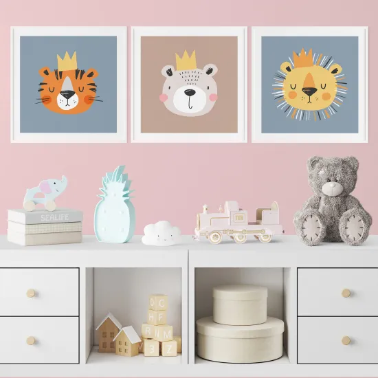 Pósters trípticos para niños - Infantil personalizado - Animales Reyes