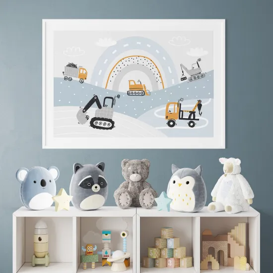 Poster / Affiche enfants - Camions travaux