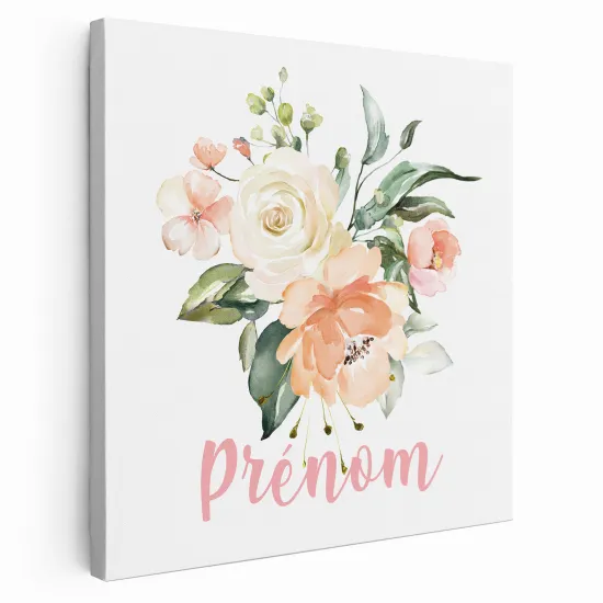 Personalized children's canvas print with name - Flowers